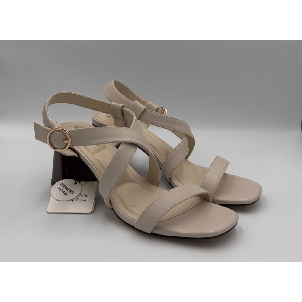 Jason Wu Kellie-P Womens 8.5 Cream Leather Block Heel Strappy Sandals JW-KELLIE